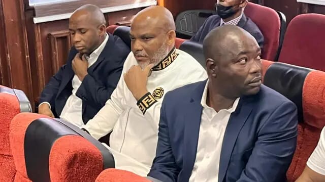 Nnamdi Kanu appearing composed in a recent court session