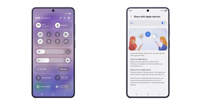 Samsung iPhone airdrop