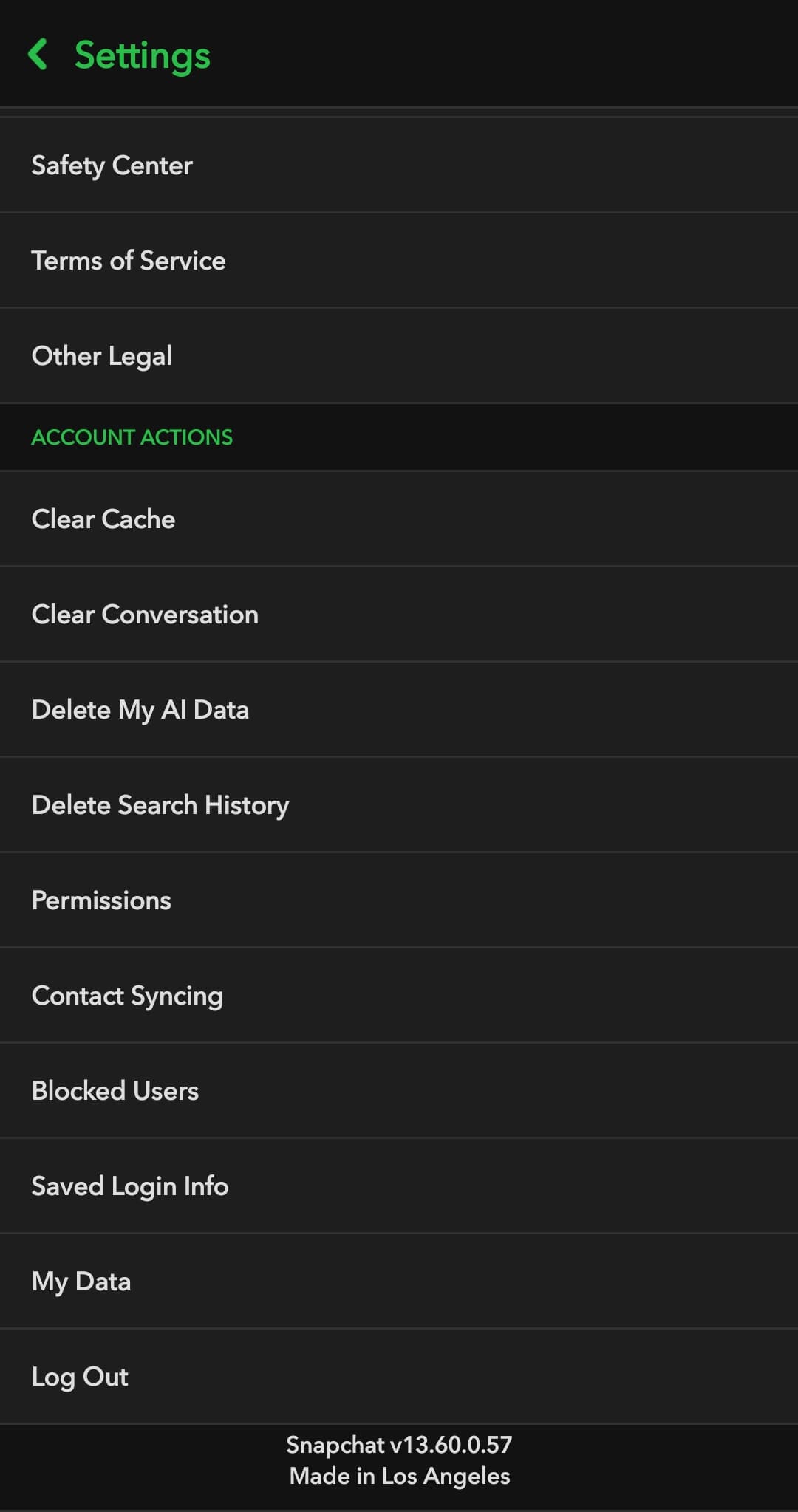 Snapchat settings my data