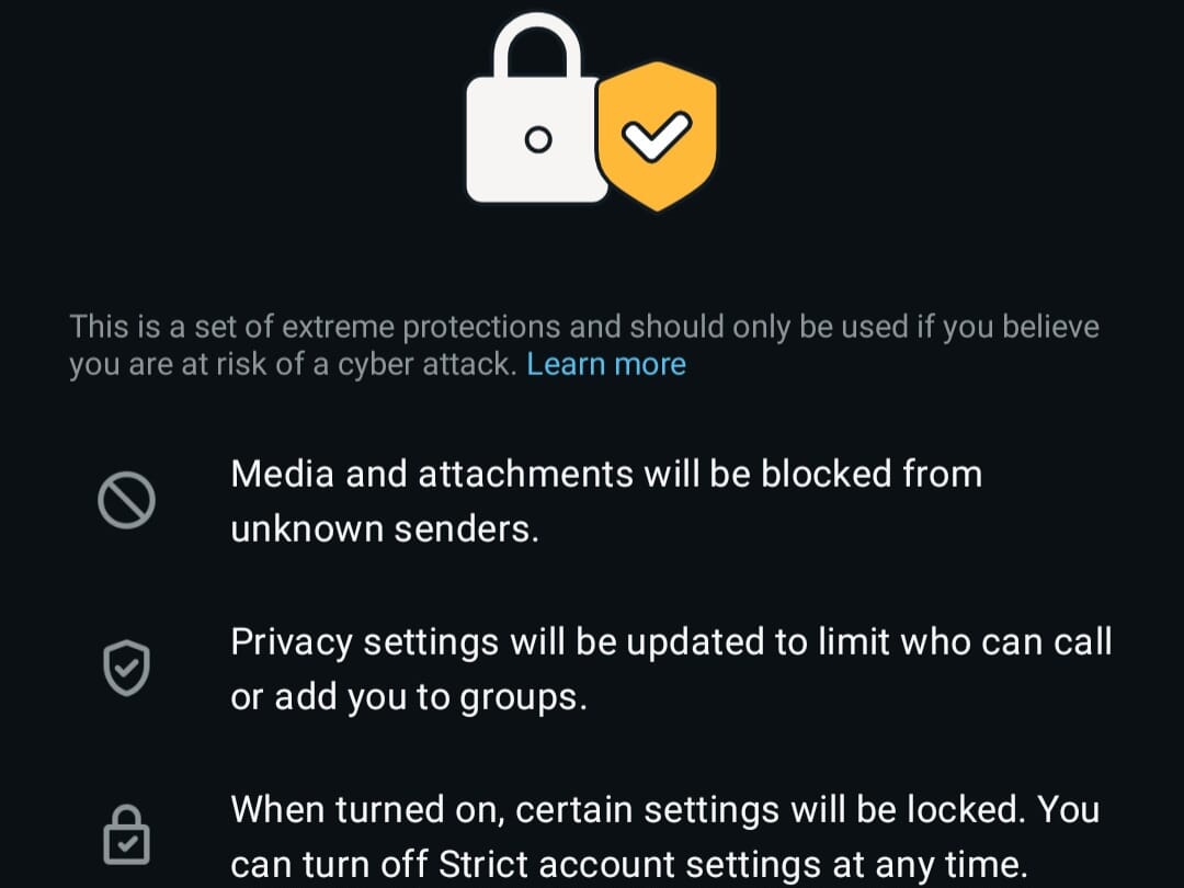 Whatsapp Strict Account Settings iOS Android Security